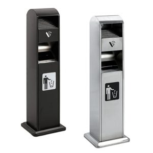 Cestino a colonna con posacenere frontale con copertura contro la pioggia - capacità 14 L - immagine 1