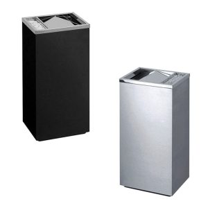 Cestino rettangolare con posacenere e coperchio rotante gettacarte - capacità 17 L - immagine 1