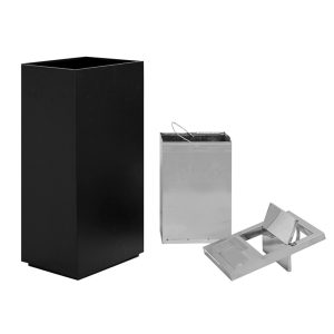 Cestino rettangolare con posacenere e coperchio rotante gettacarte - capacità 17 L - immagine 3