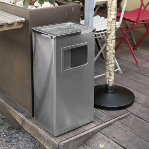 Cestino rettangolare gettacarte frontale e con coperchio posacenere - capacità 16 L - immagine 2