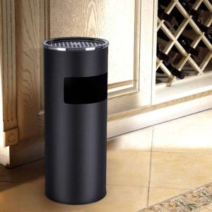 Cestino rotondo gettacarte frontale e con griglia superiore spegni sigaretta - capacità 10 L e 15 L - immagine 2