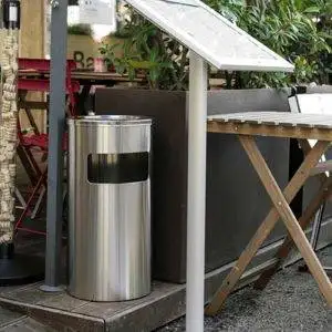 10 L Cylinder wastebasket smoking urn with metal rays top - Image 2