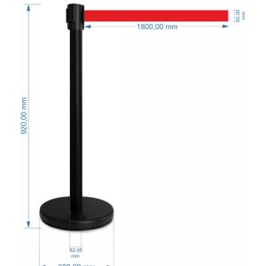 Silver stanchion with 2 meters red belt - ECOLINE - Image 3