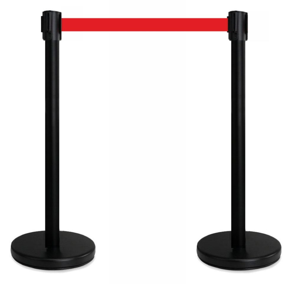 Colonnina Segnapercorso BLACK con nastro rosso di cm 180 ECONOMY