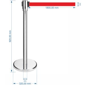 Silver stanchion with 2 meters red belt - ECOLINE - Image 3
