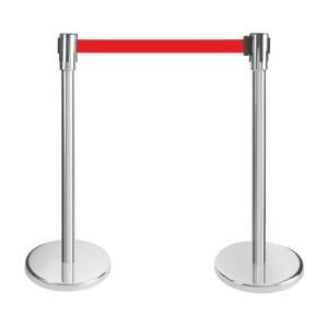 Silver stanchion with 2 meters red belt - ECOLINE - Image 1