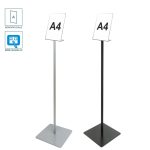 Porta Messaggi Autoportante silver e nero con portavvisi A4 inclinato
