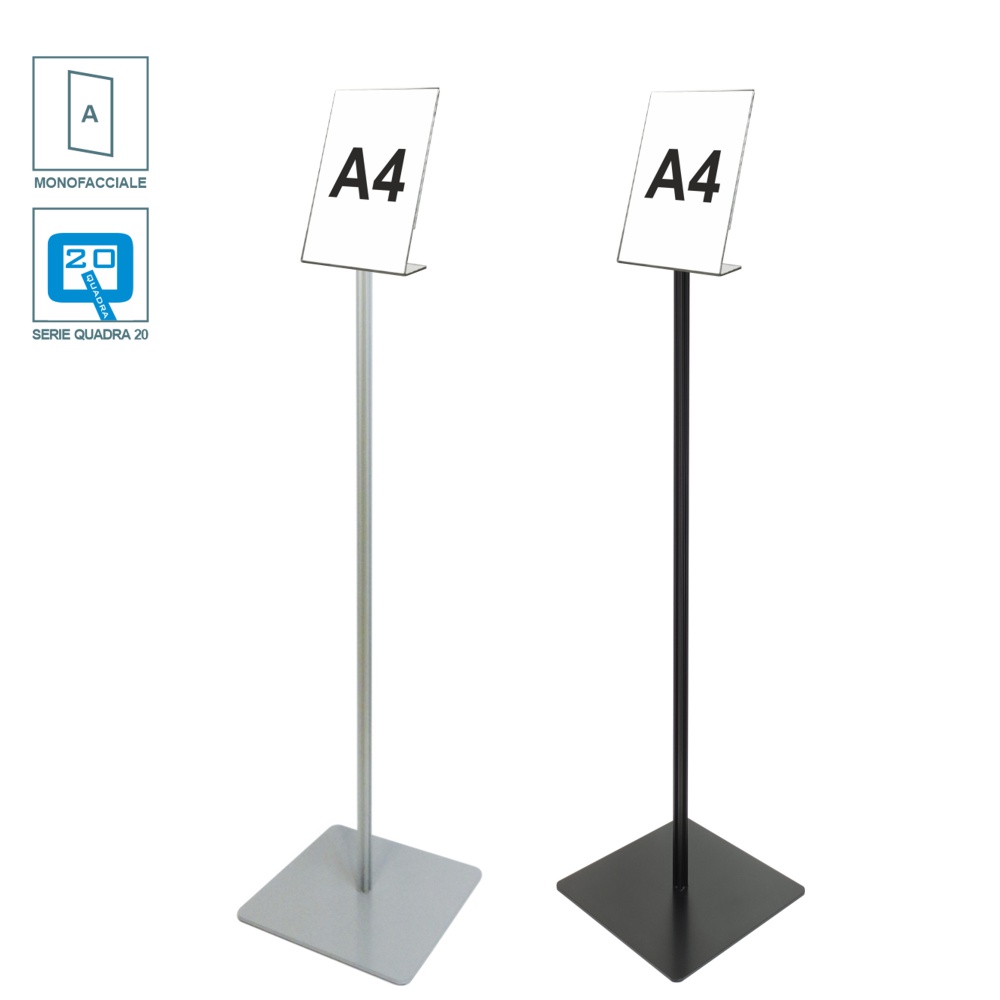 Porta Messaggi Autoportante silver e nero con portavvisi A4 inclinato