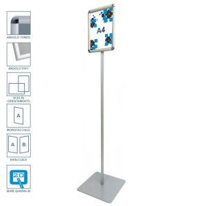 Cornice a scatto autoportante A4 monofacciale bifacciale verticale orizzontale angolo vivo tondo 3