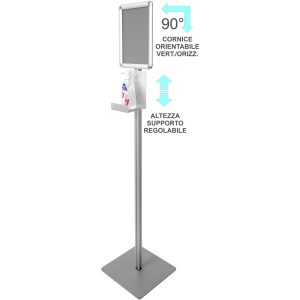 Espositore autoportante alluminio colonnina porta dispenser disinfettante sapone con profilo da 30 dettaglio accessori
