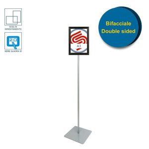 Black A3 double sided snap frame floor standing QUADRA SERIES - Image 1