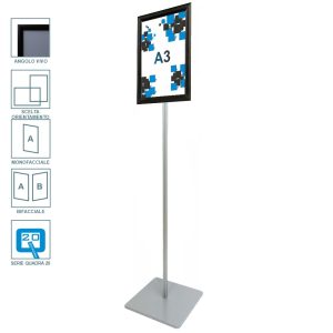 Cornice a scatto autoportante A3 nera monofacciale bifacciale verticale orizzontale angolo vivo 2