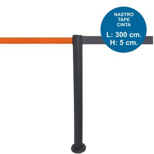 outdoor black marking-path barrier post with 3 meter tape and crossbar - Image 11