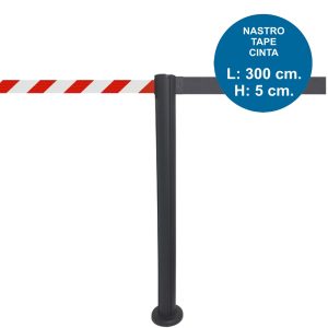 outdoor black marking-path barrier post with 3 meter tape and crossbar - Image 9