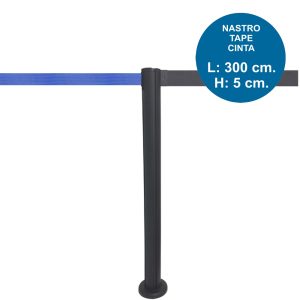 outdoor black marking-path barrier post with 3 meter tape and crossbar - Image 13