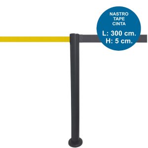 outdoor black marking-path barrier post with 3 meter tape and crossbar - Image 10