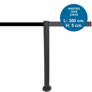 outdoor black marking-path barrier post with 3 meter tape and crossbar - Image 7