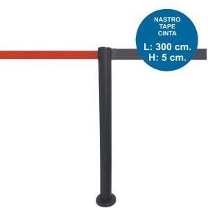 outdoor black marking-path barrier post with 3 meter tape and crossbar - Image 8