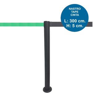 outdoor black marking-path barrier post with 3 meter tape and crossbar - Image 6