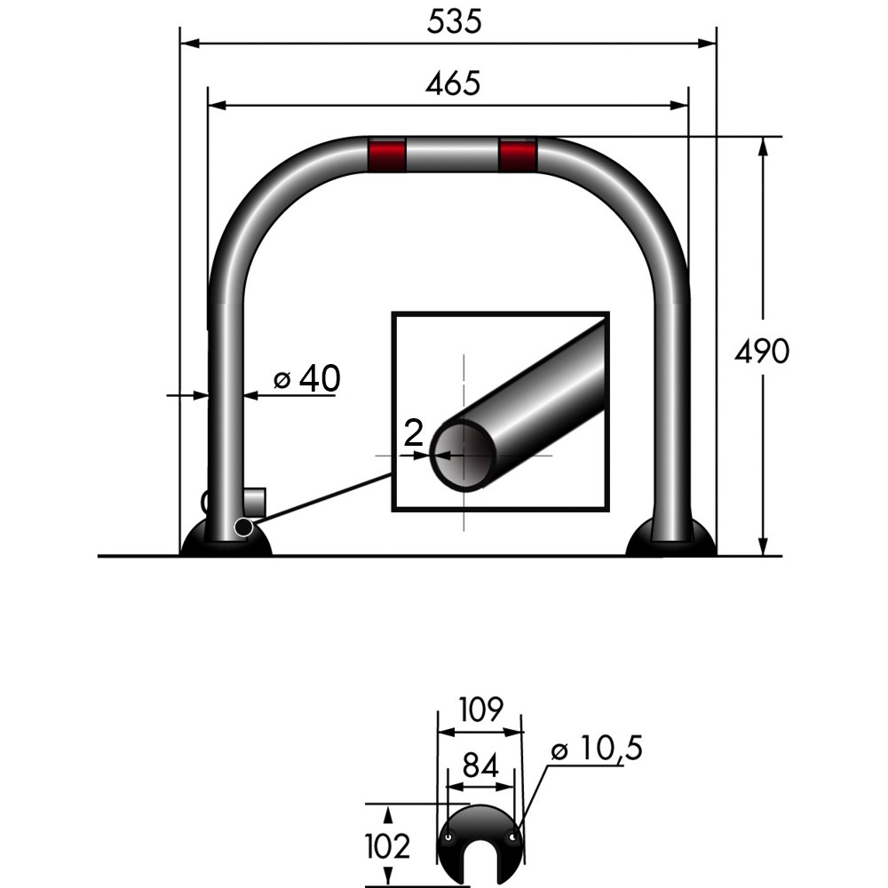 Dissuasore manuale parcheggio dimensioni