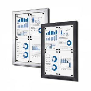 Bacheca da interno ed esterno con fondo magnetico in acciaio bianco formato disponibile in varie misure in grigio silver e gotico