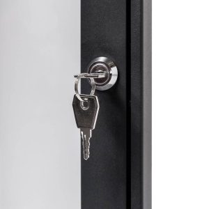 Bacheca grigio antracite da interno ed esterno con fondo magnetico in acciaio bianco dettaglio 2