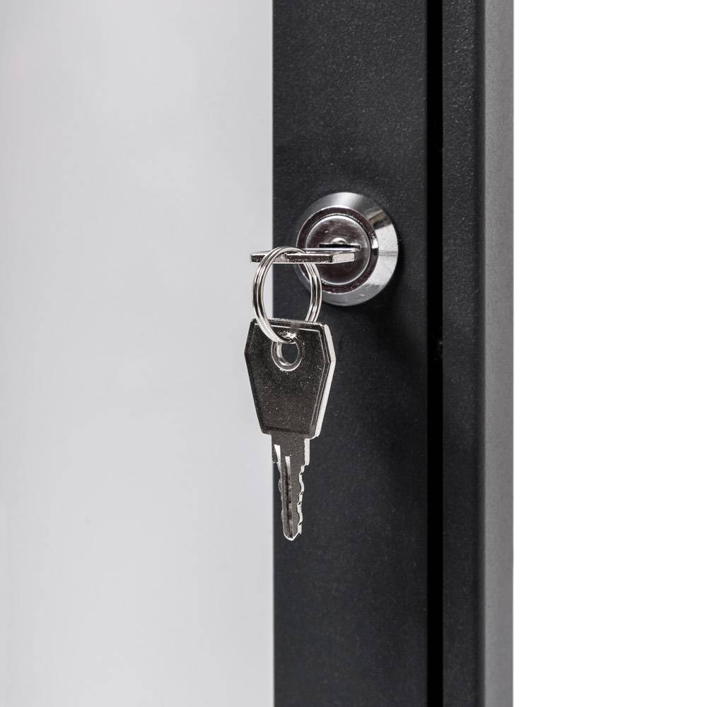 Bacheca grigio antracite da interno ed esterno con fondo magnetico in acciaio bianco dettaglio 2