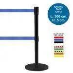 Colonnina segna percorso in acciaio nero con doppio nastro blu 3 metri