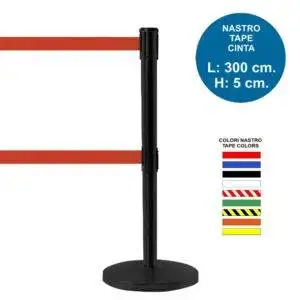 Colonnina segna percorso nera doppio nastro rosso 3 metri