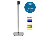 Colonnina segnapercorso in acciaio lucido silver nastro 3 metri personalizzabile disponibile in nove colorazioni