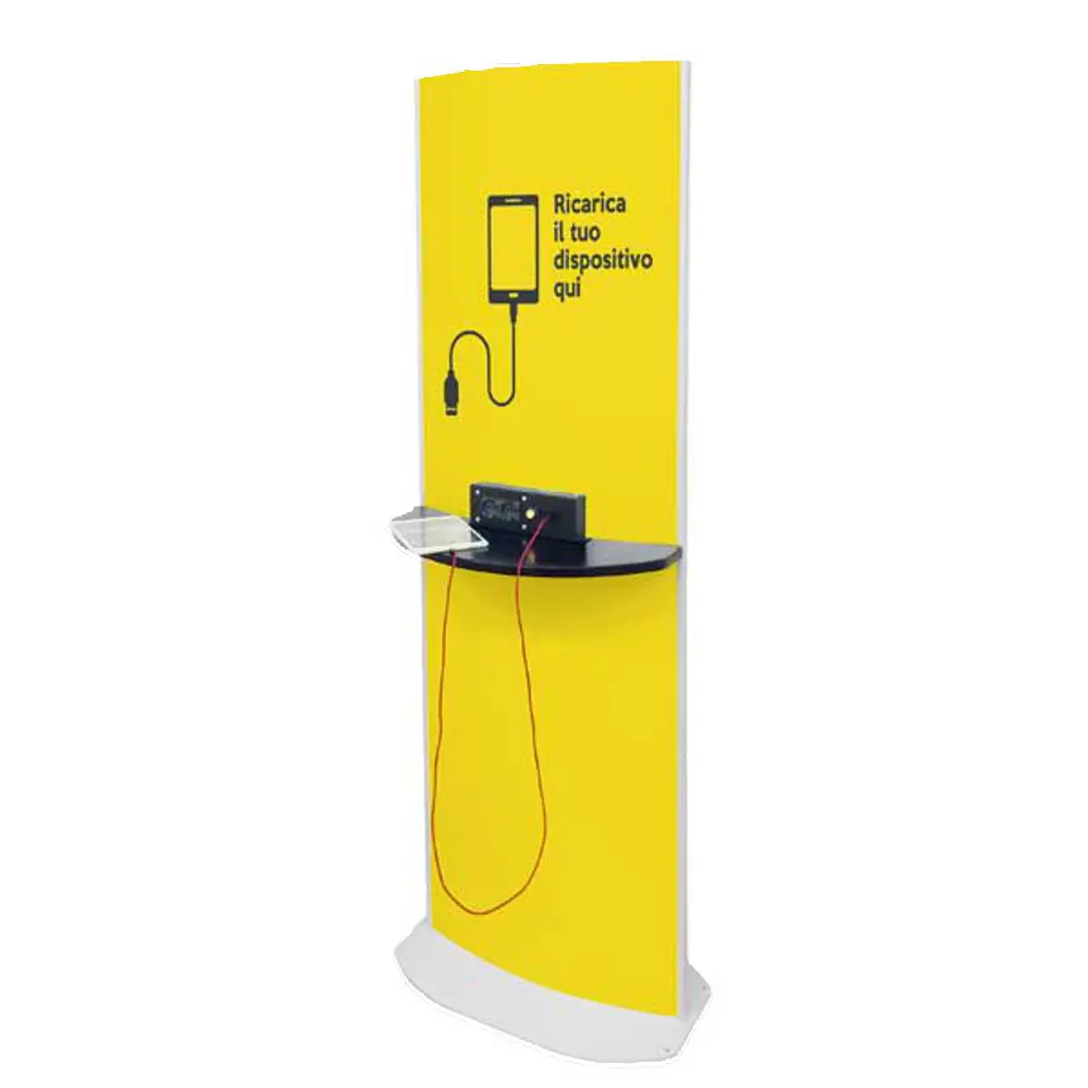 Totem bifacciale con postazione di ricarica