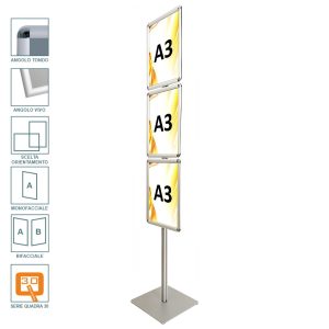 Cornice a scatto autoportante 3xA3 monofacciale bifacciale verticale orizzontale angolo vivo tondo profilo 30 2