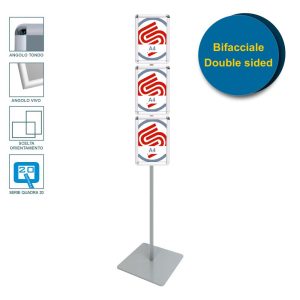 3 x A4 double-sided snap frame floor standing QUADRA SERIES - Image 1