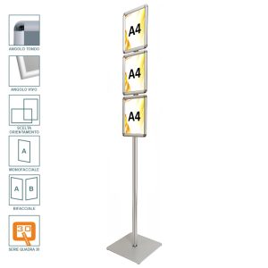 Cornice a scatto autoportante 3xA4 monofacciale bifacciale verticale orizzontale angolo vivo tondo profilo 30 3