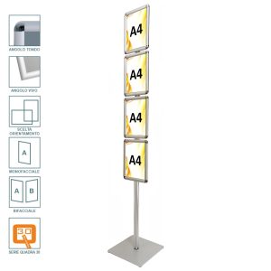 Cornice a scatto autoportante 4xA4 monofacciale bifacciale verticale orizzontale angolo vivo tondo profilo 30 6