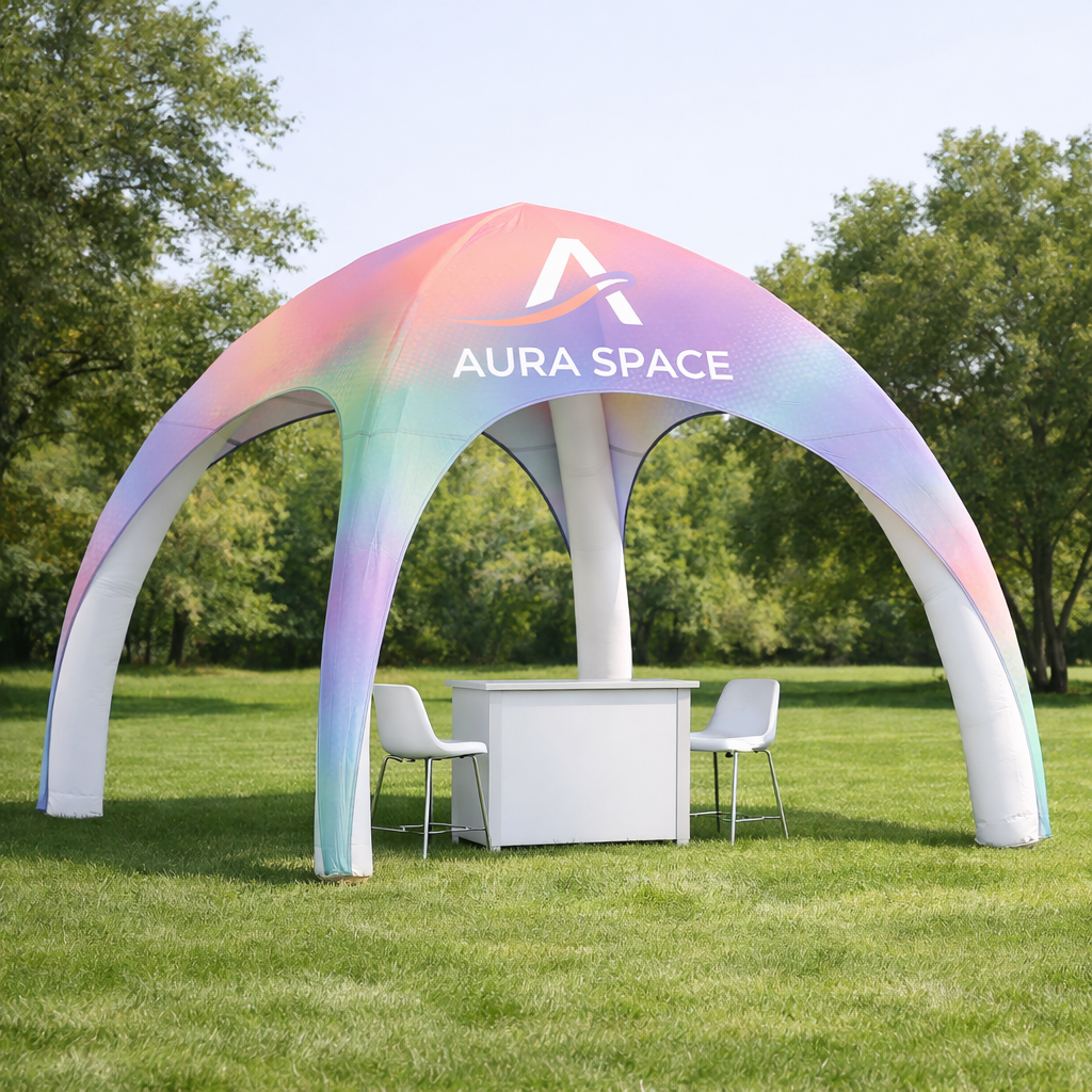 Gazebo gonfiabile con grafica personalizzata da esterno