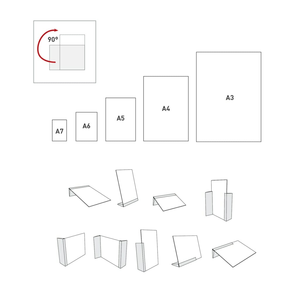 Portavvisi da banco con base in acciaio spazzolato silver orientamento