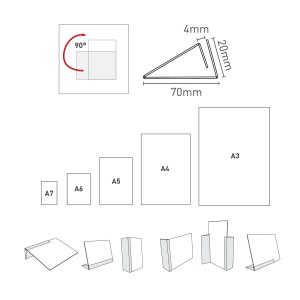 Portavvisi da banco con base in alluminio anodizzato silver orientamento