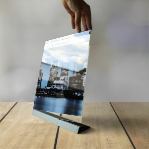 Portavvisi da banco con base in alluminio silver 2