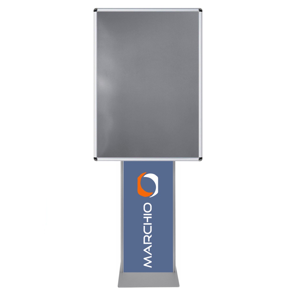 Cornice a scatto autoportante 70x100 monofacciale bifacciale verticale angolo tondo con pannello personalizzato