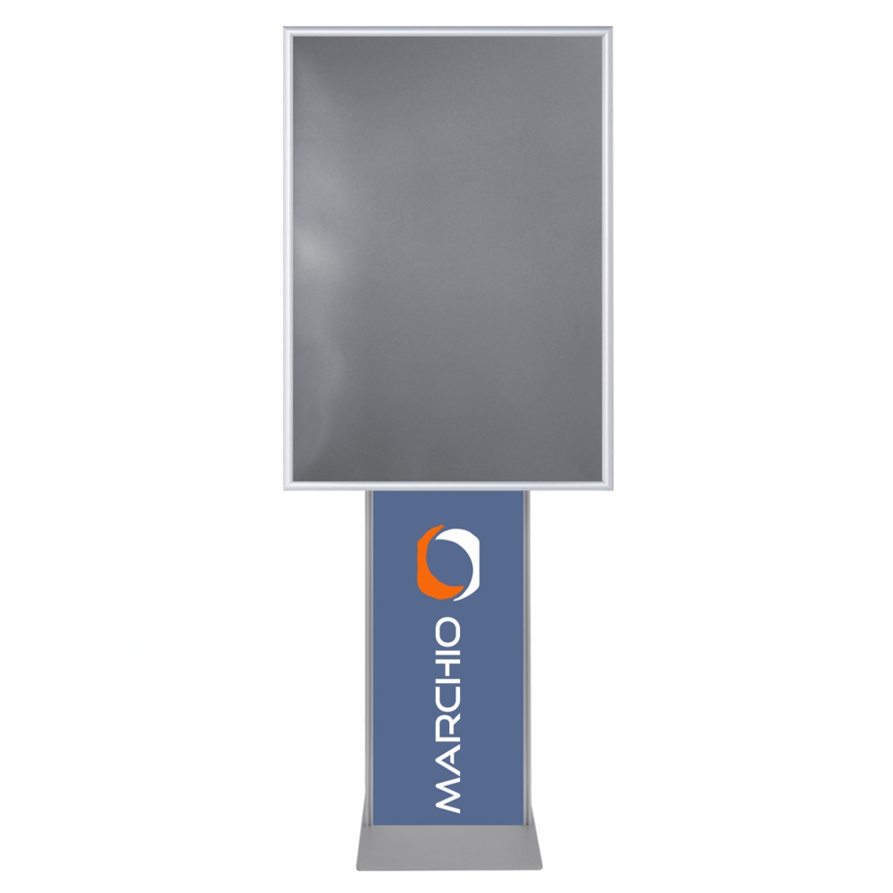 Cornice a scatto autoportante 70x100 monofacciale bifacciale verticale angolo vivo con pannello personalizzato