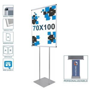 Cornice a scatto autoportante 70x100 monofacciale bifacciale verticale angolo vivo tondo personalizzabile