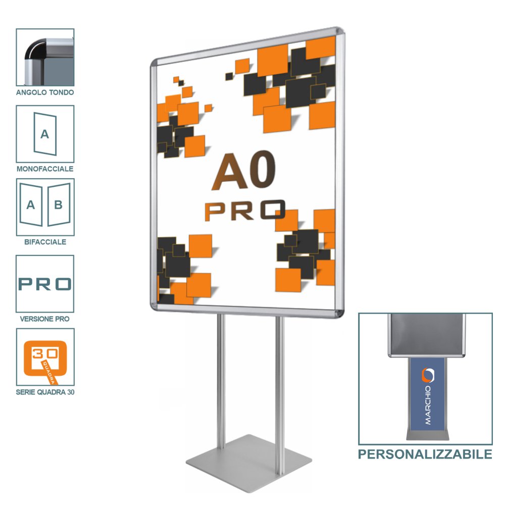 Cadre à pression autoportant A0 cadre d'angle rond vertical simple face double face frame 32