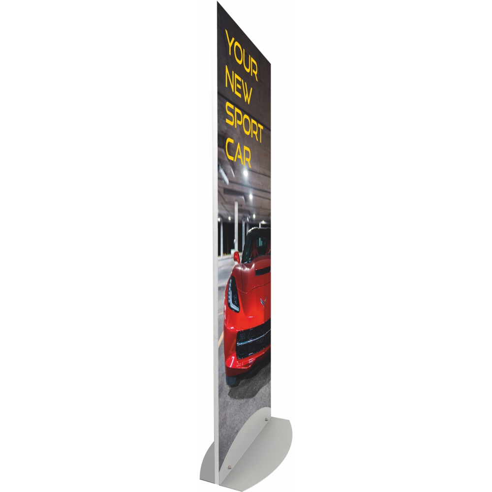 Totem pubblicitario Slim 50x160 pannello in sandwich e base in metallo vista laterale
