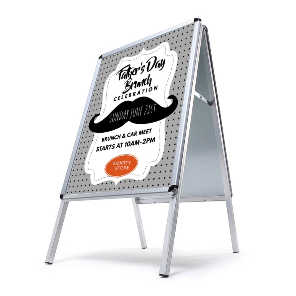 Cornice a cavalletto bifacciale 70x100 fondo in metallo usato per esposizione