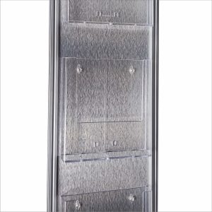 Espositore pubblicitario da terra con tasche portadepliant A4 con divisorio 1 3 A4 dettaglio tasca