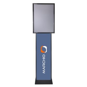 Cornice a scatto autoportante 50x70 interamente nera monofacciale bifacciale angolo vivo e pannello in forex personalizzato