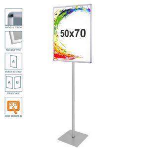 Cornice a scatto autoportante 50x70 monofacciale bifacciale verticale angolo vivo tondo con un montante