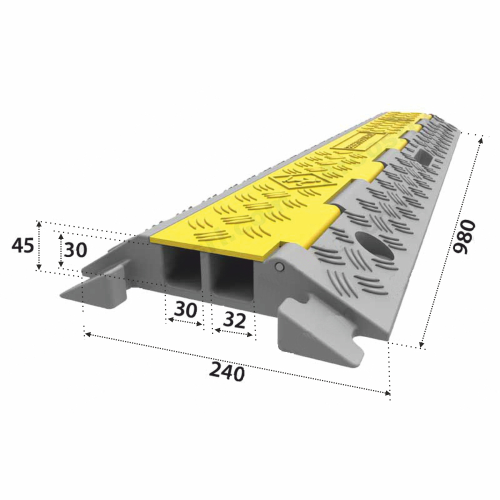 Dosso passacavi due canali dimensioni