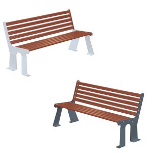 Panchina bicolore con schienale da esterno seduta marrone e laterale grigio antracite o grigio silver